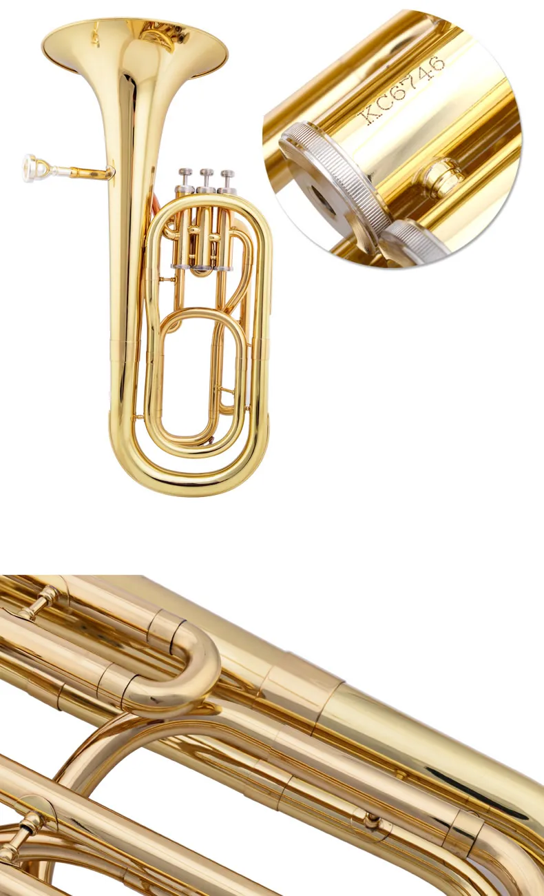 JAZZOR JZBT-300 Профессиональный баритон Рог B плоский Золотой/Серебряный латунный баритон латунный духовой инструмент с мундштуком и чехол