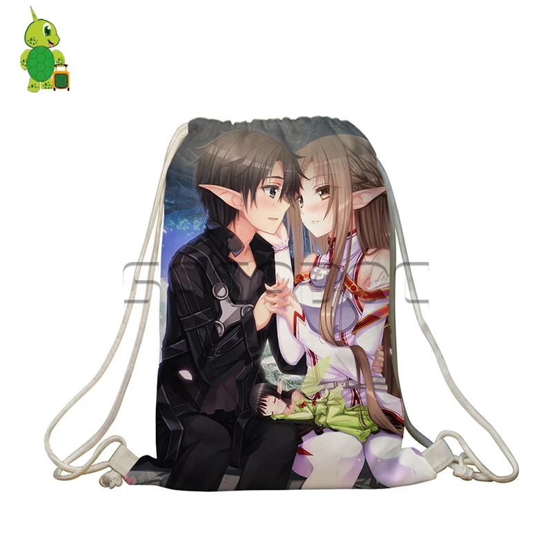 Школьные сумки на плечо с рисунком из аниме меч онлайн|drawstring bag|school shoulder bagbag boy |