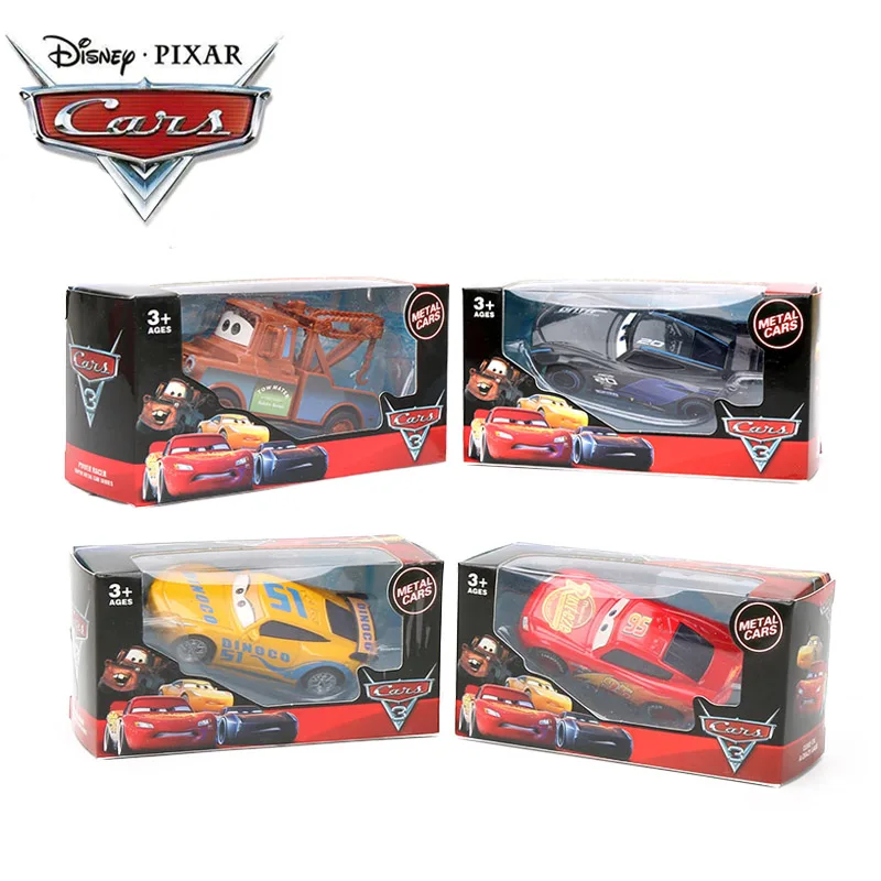 4 шт. 9 см оттягивающаяся машина Disney Pixar Cars 3 Lightning McQueen Mater Black Storm Ramirez 1:55 литье под