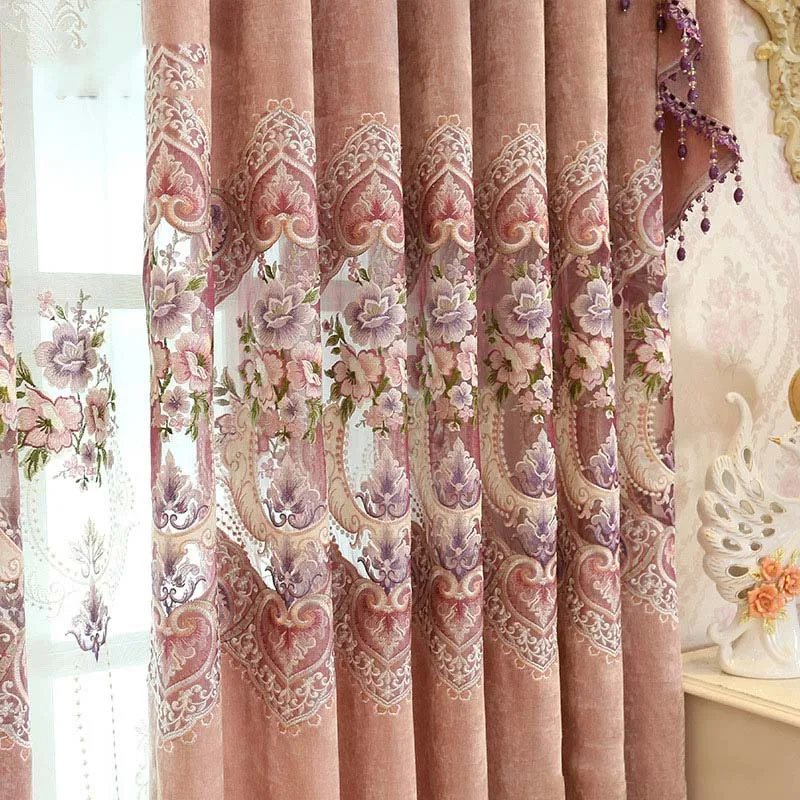 Color 1 Cloth Роскошные шенилловые шторы, европейская вышивка, цветок, затемненные шторы для шторы из тюля для спальни, занавески для гостиной, M003-30 - Цвет: Color 1 Cloth