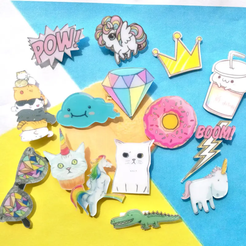 1 шт. Мультяшные значки на одежду Kawaii Акриловые Значки рюкзак булавке брошь