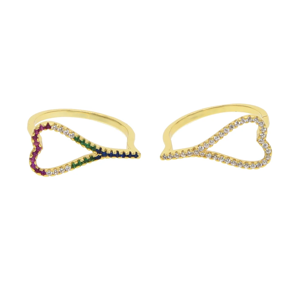 Женские обручальные кольца eternityheart shape rainbow cz простые прозрачные с цирконием для