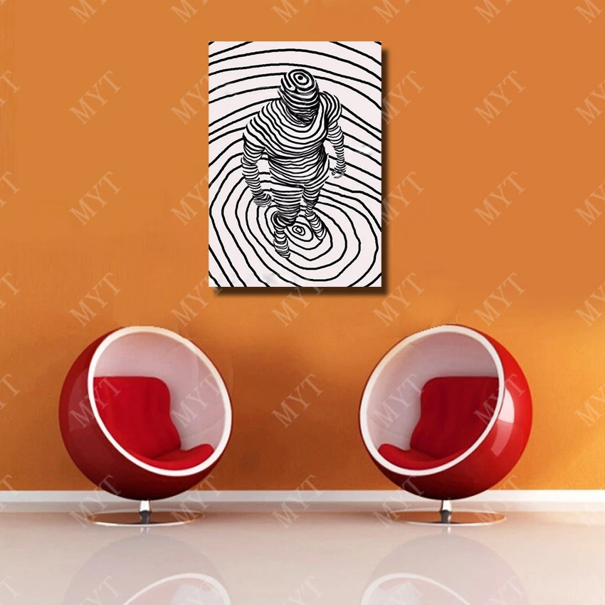 Человек стоят в вихревой белый и черный цвет абстрактный 1 шт. холст стены