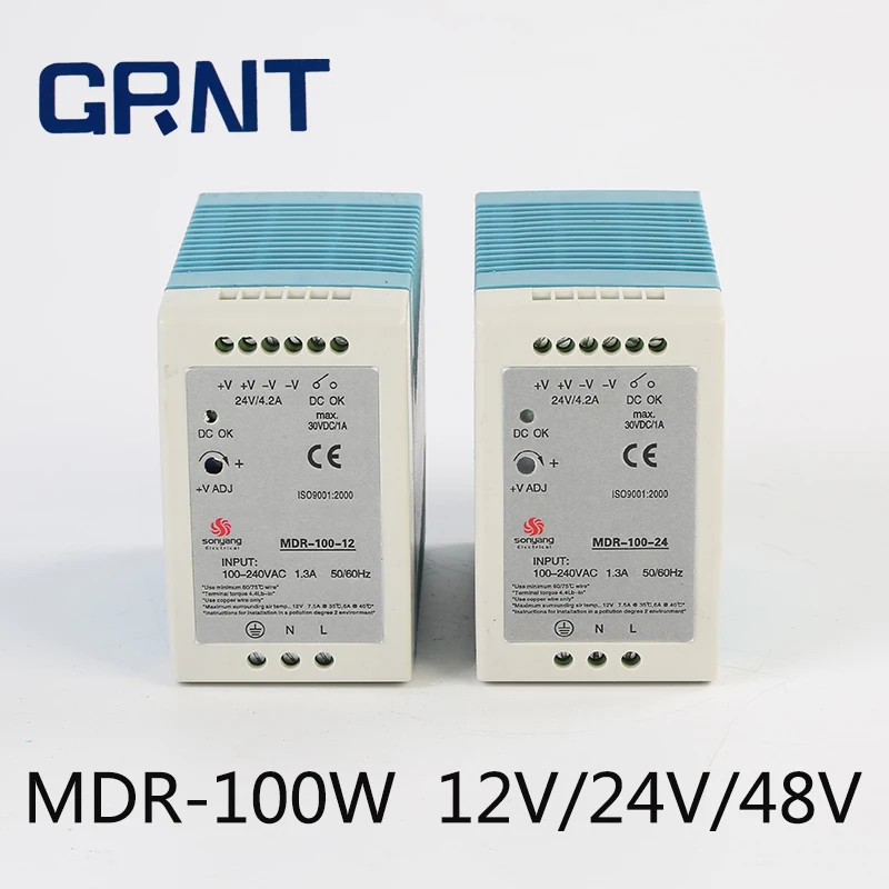 MDR-100W-12V/24V/48V Din Rail ультратонкий одновыходной импульсный источник питания |