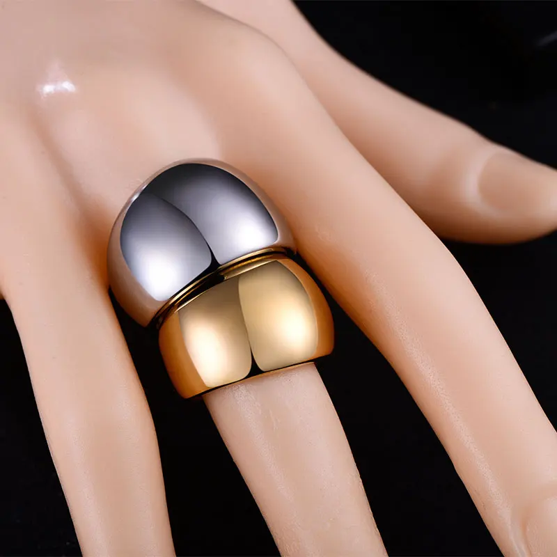 ZPAMS Trendy Rings Gold Silver colour Stainless Steel Wedding Ring for Women Men Ladies Oval Jewelry Design Z030 | Украшения и