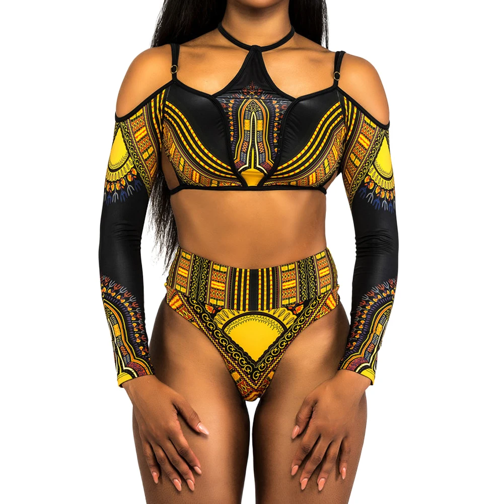 Сексуальный женский комплект бикини большого размера купальник с принтом