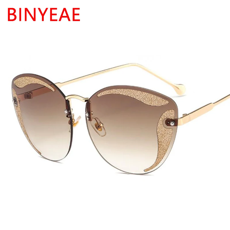 Украшенные блестящие солнцезащитные очки кошачий глаз женские дизайнерские M