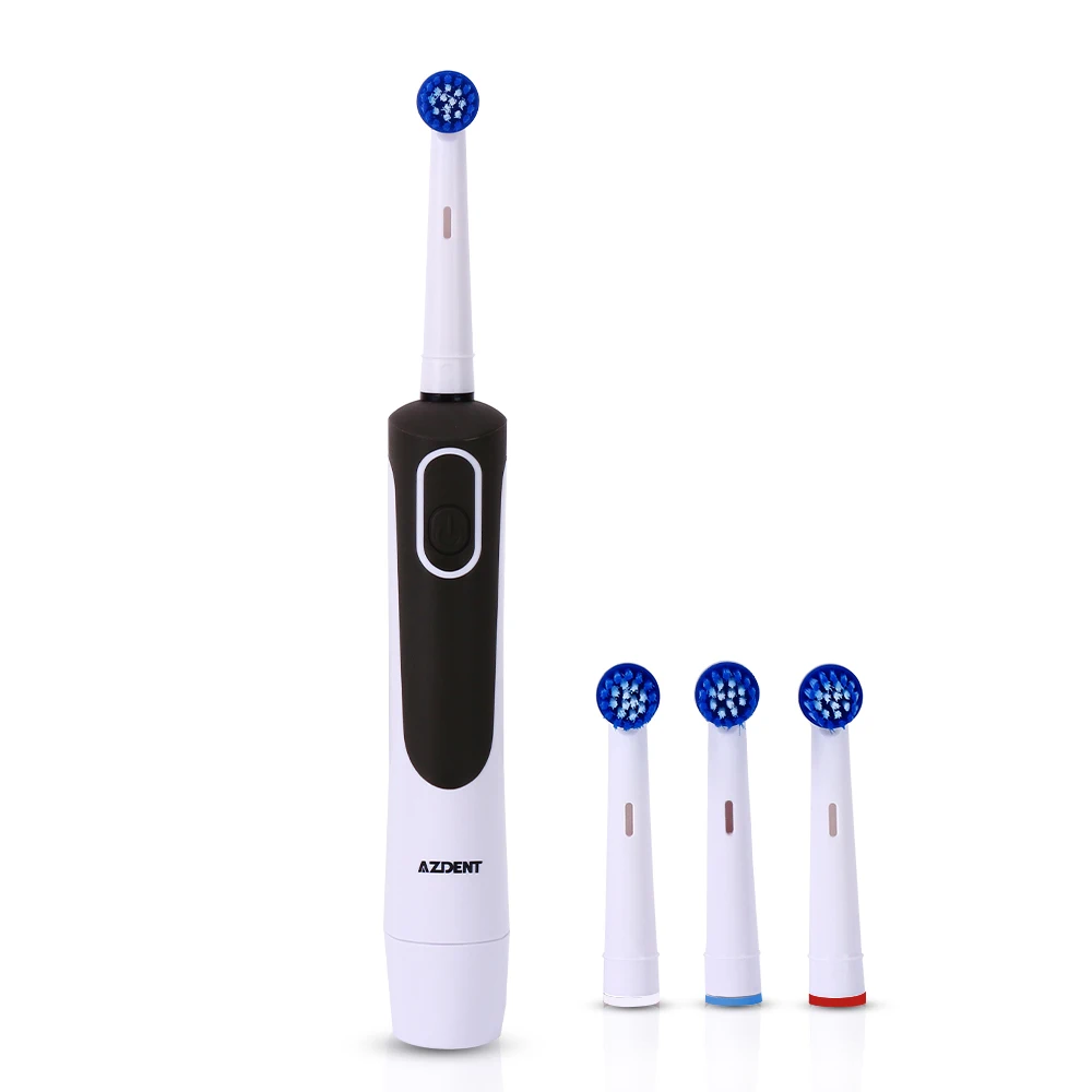 AZDENT AZ-2 Pro Electric Rotary Toothbrush Battery Type No Rechargeable Tooth Brush Adults 1 Set 4 Teeth Heads Waterproof Clean