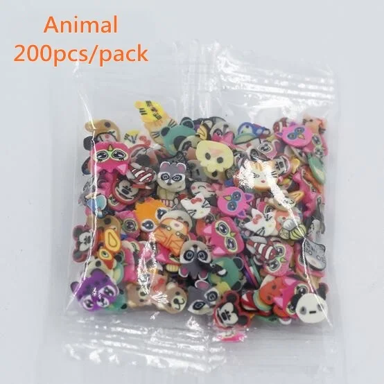 Animal Fxinba 200 шт./пакет мини фимо фрукты Ломтики для поставки слаймов/рисунки на ногтях наконечник из полимерной глины декоративная обсыпка ломтик Шлама Игрушки Лизун "сделай сам" - Цвет: Animal