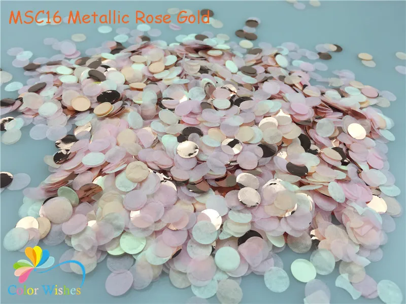 MSC16 Metallic Rose 10 грамм 1 см Круглые Конфетти из папиросной бумаги круги точки наполнения воздушные шары события Baby Shower Свадьба День Рождения украшения - Цвет: MSC16 Metallic Rose