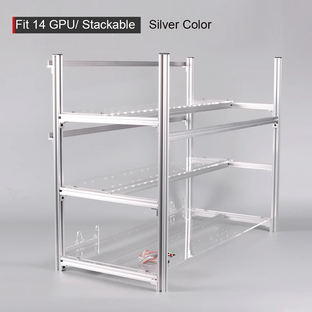 Stackable Computer Fame 14 Graphics Card GPU USB PCI-E Cable Case BTC LTC Coin Mining Frame Server Chassis | Компьютеры и офис