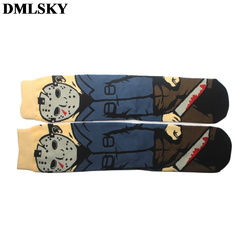 DMLSKY Friday the 13t забавные Женские носочки мужские модные хлопковые носки с 3D принтом носки с рисунками новинка носки M3720