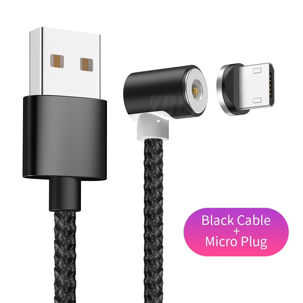 YBD 2 м 1 м l-тип Магнитный зарядный кабель Micro usb type C кабель для iPhone к USB шнур для iPhone Магнитный зарядный провод для iPhone X - Цвет: black micro cable