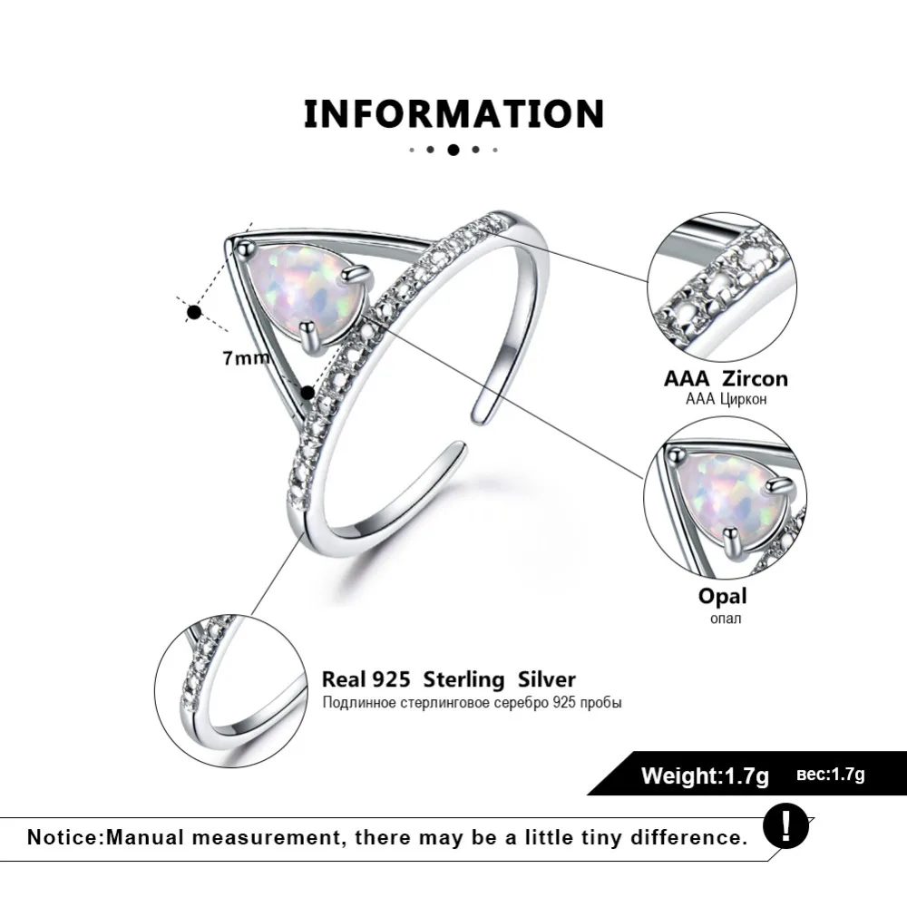 ORSA JEWELS, 925 пробы, серебряные женские кольца, треугольная форма, регулируемое цветное кольцо с опалом, женское ювелирное изделие, подарок VSR12
