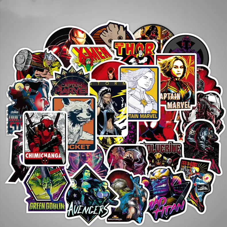 YX-100PCS Все Мстители Человек-паук наклейка s Marvel супер наклейки герои для ноутбука холодильник pegatinas велосипед Телефон гитара мультфильм наклейка - Цвет: YX-100PCS