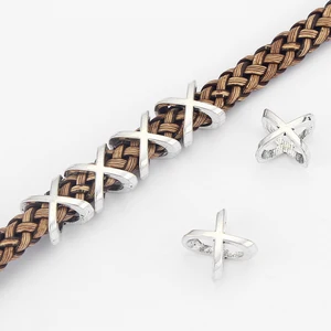 10 шт. сплав золотогосеребряного цвета X символ слайдер разделители бусины отверстие 10*7 мм для искусственных браслетов Ювелирная фурнитура