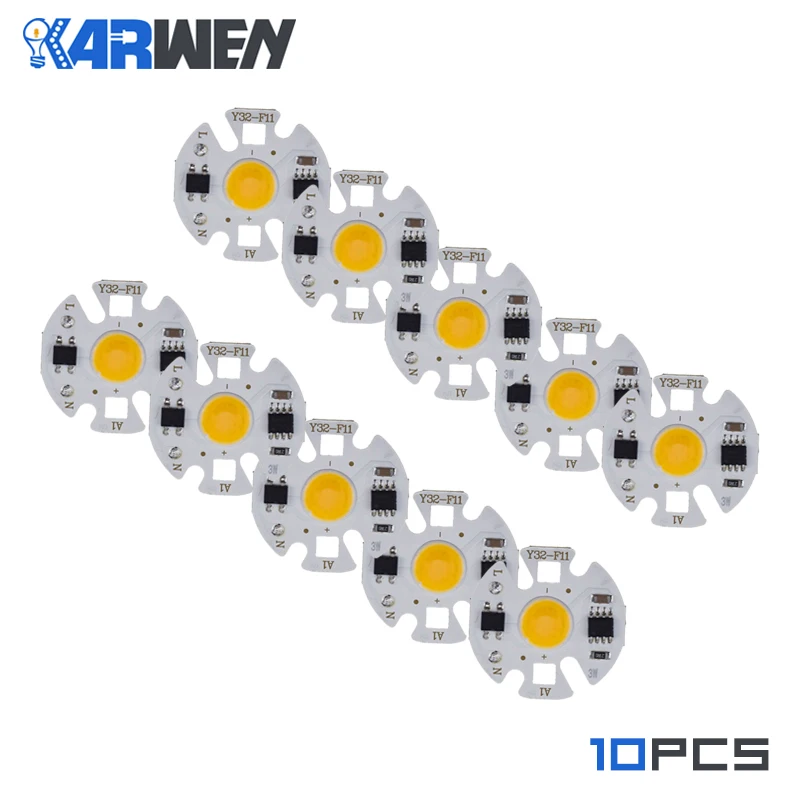 10 шт. светодиодный чип лампочка KARWEN COB Y32 3 Вт 5 7 9 реальная мощность на входе IP65