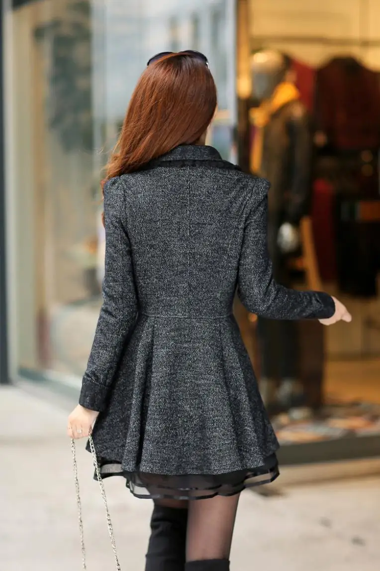Plus Size XL-6xl (bust 132cm) New 2014 Winter wool woolen cloth coat extra large Korean version of slim women's coat free ship