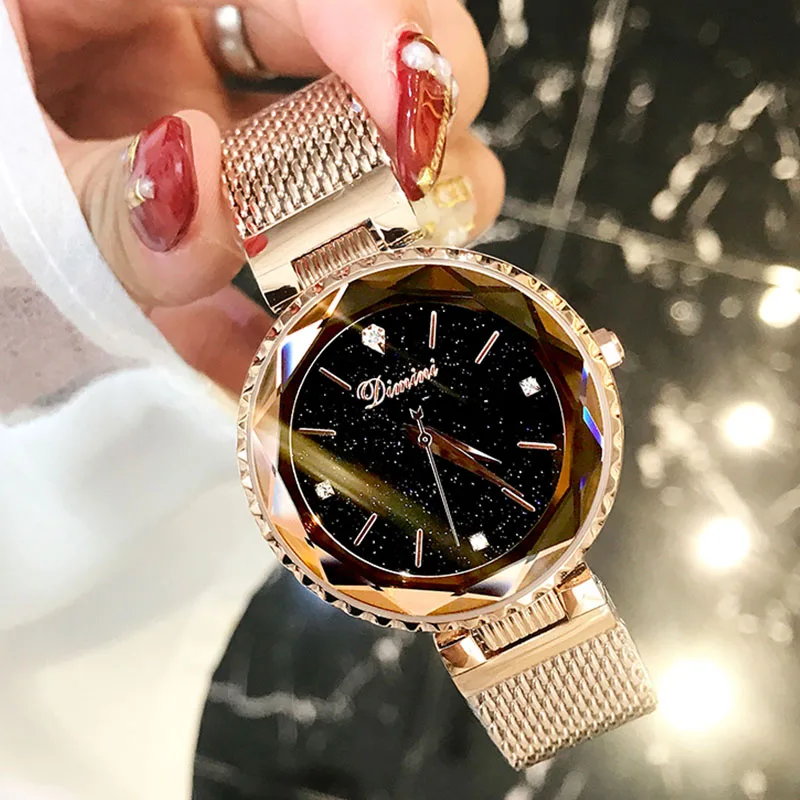 Rose Gold Звездное небо женские часы люксовый бренд женские наручные часы Zegarek Damski Montre Femme женские часы Relogio Feminino - Color: Rose Gold