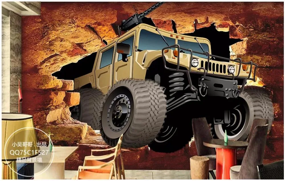 Настенные 3D-обои на заказ для гостиной с изображением внедорожника домашний