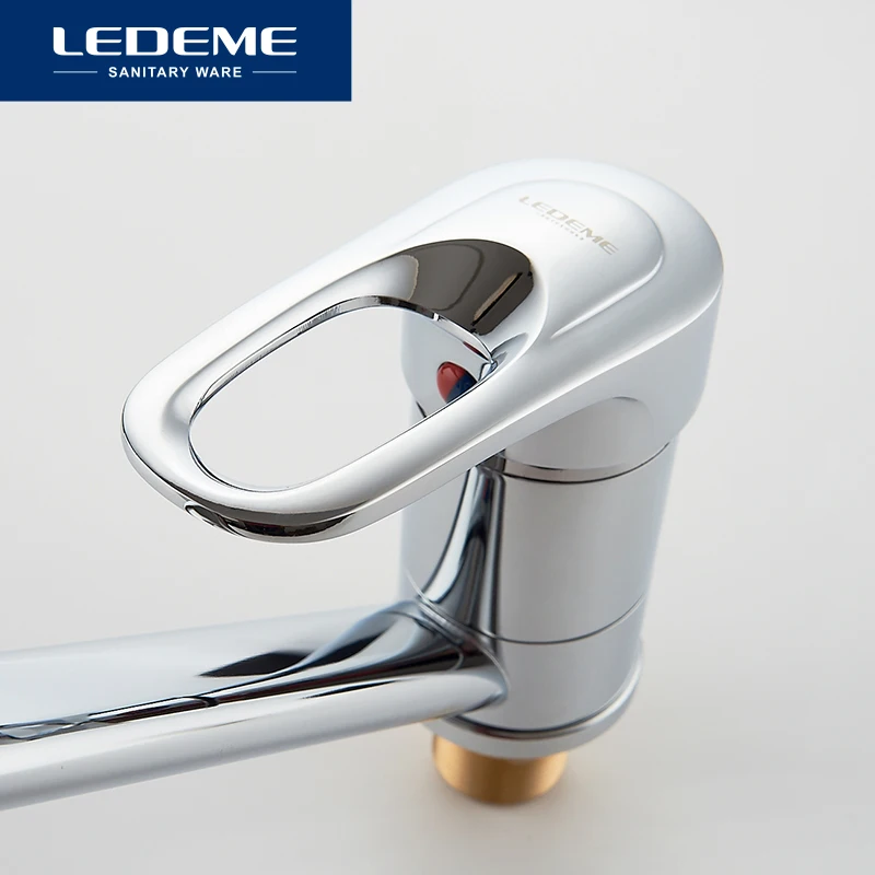 LEDEME Смеситель для кухни с гайкой латунь Цвет: хром L4904| |