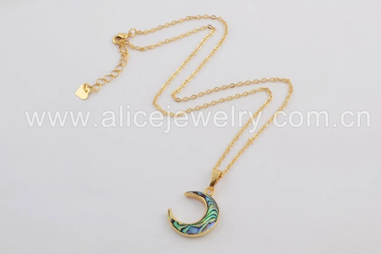 5PCS Moon Necklaces BOROSA 5/10 шт. Новое поступление; Американская Спортивная куртка; ушка кулон рога Полумесяца Подвеска из натуральной раковины Цепочки и ожерелья ювелирные изделия для женщин G1768 G1769 - Окраска металла: 5PCS Moon Necklaces