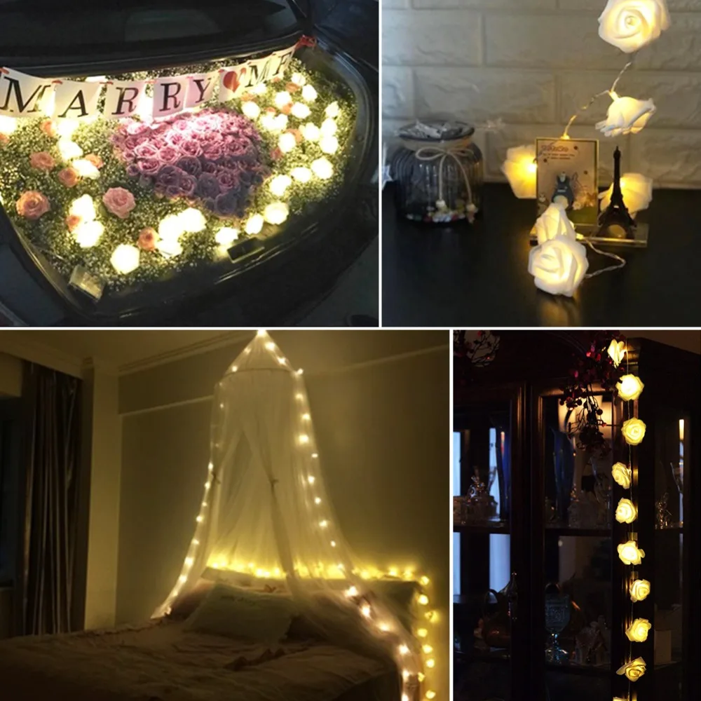

Vacamm LED Night Light Rose Flower String Fairy Lights Wedding Home Birthday Party Christmas Lighting Decoration Battery Powered