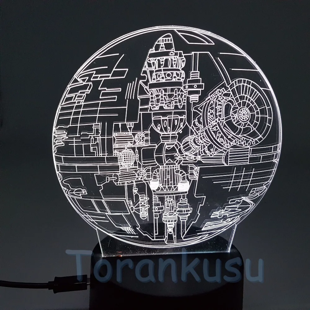 

Death Star Action Figure 3D LED Color Changing Visual Illusion Night Light Death Star Model Doll Toys Anime Figurals Brinquedos