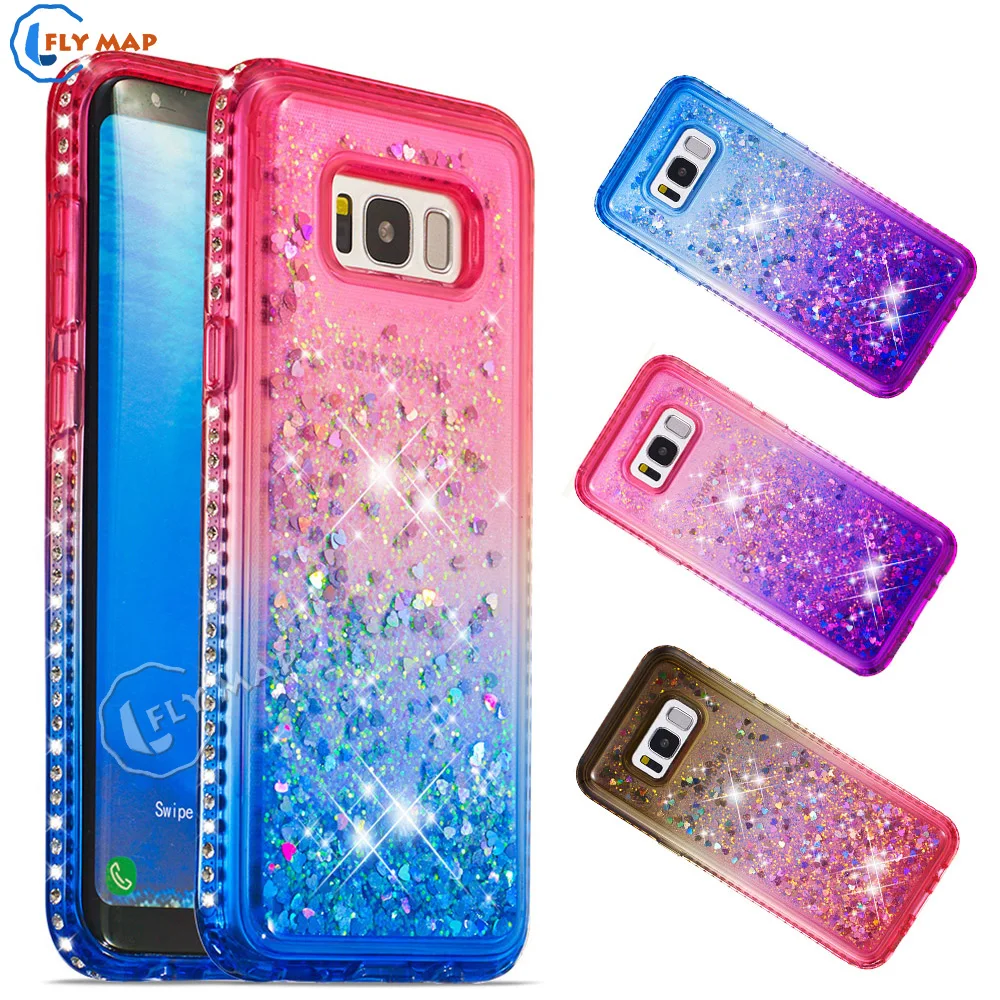 Цветной чехол для Samsung Galaxy S8 S 8 Plus SM-G950F SM-G950FD G955FD SM-G955FD Блестящий Алмазный жидкий