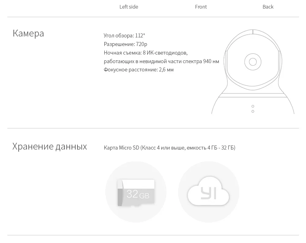 Yi Dome 1080P HD камера панорамирование/наклон/зум Беспроводная IP система видеонаблюдения Полный 360 градусов покрытия ночного видения черный