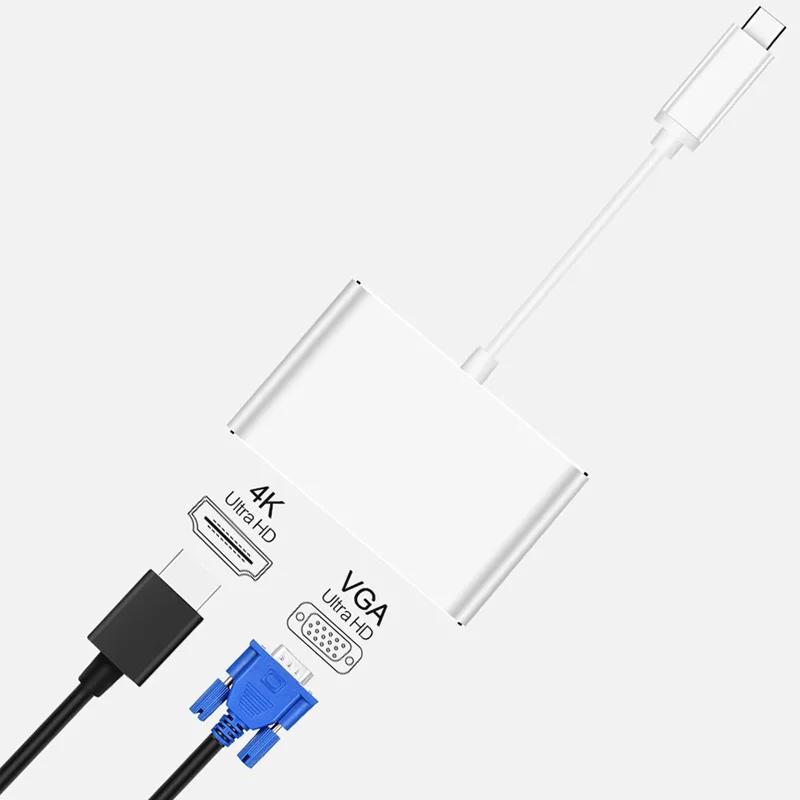 JKING Тип usb C в HDMI адаптер VGA мужчин и женщин Тип-C преобразователь Аудио-видео кабель