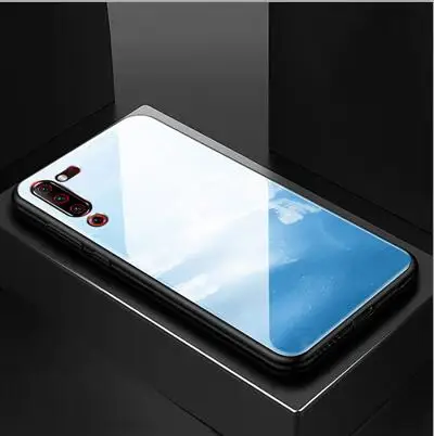 Тонкий силиконовый чехол синего цвета для lenovo Z6 Pro с градиентом, жесткая задняя крышка из закаленного стекла для lenovo Z 6 Pro, чехол s Shell z6 Z6Pro - Цвет: Небесно-голубой