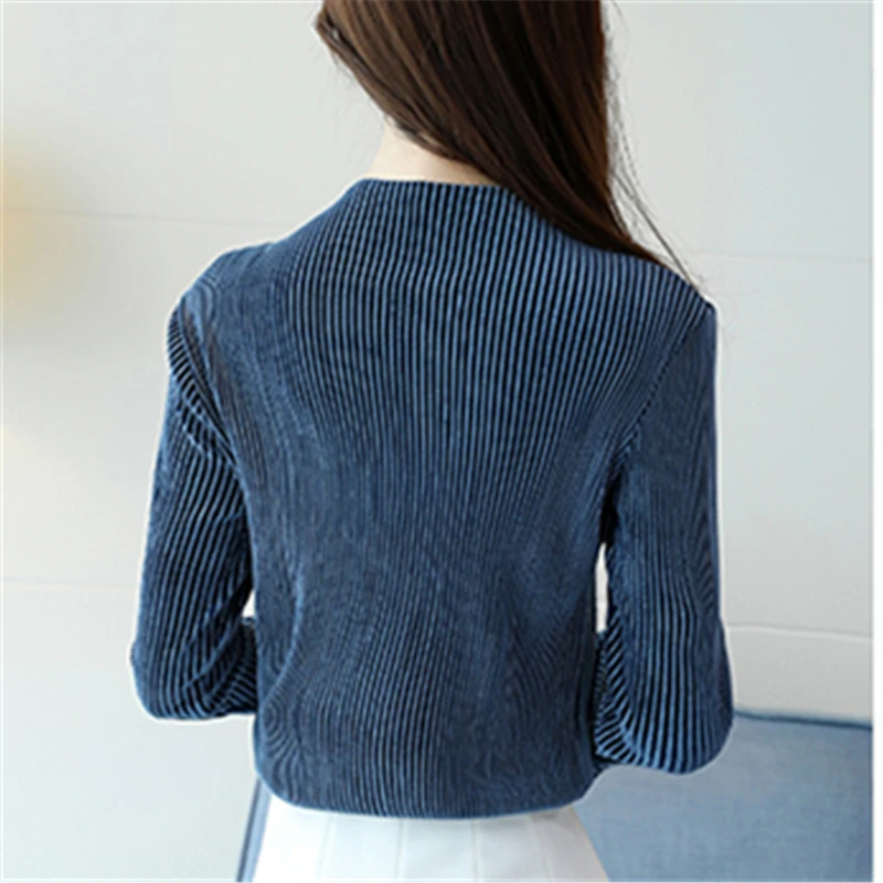 Striped Chiffon Blouse Women Clothing Loose Flare Long Sleeve O-Neck Casual Elegant Shirts 2017 Autumn Fashion Women's Tops |