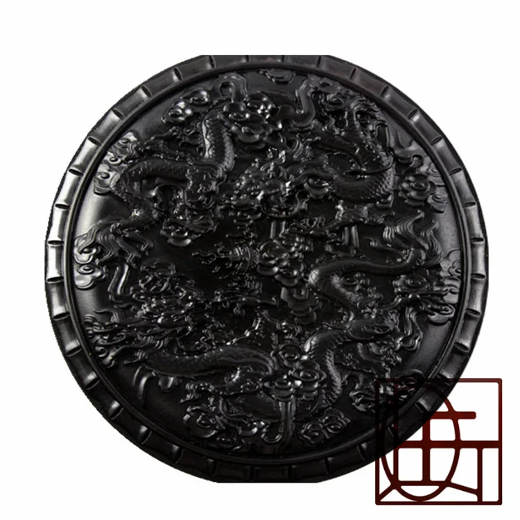 Коробка для Драгоценностей из черного дерева с драконами круглая
