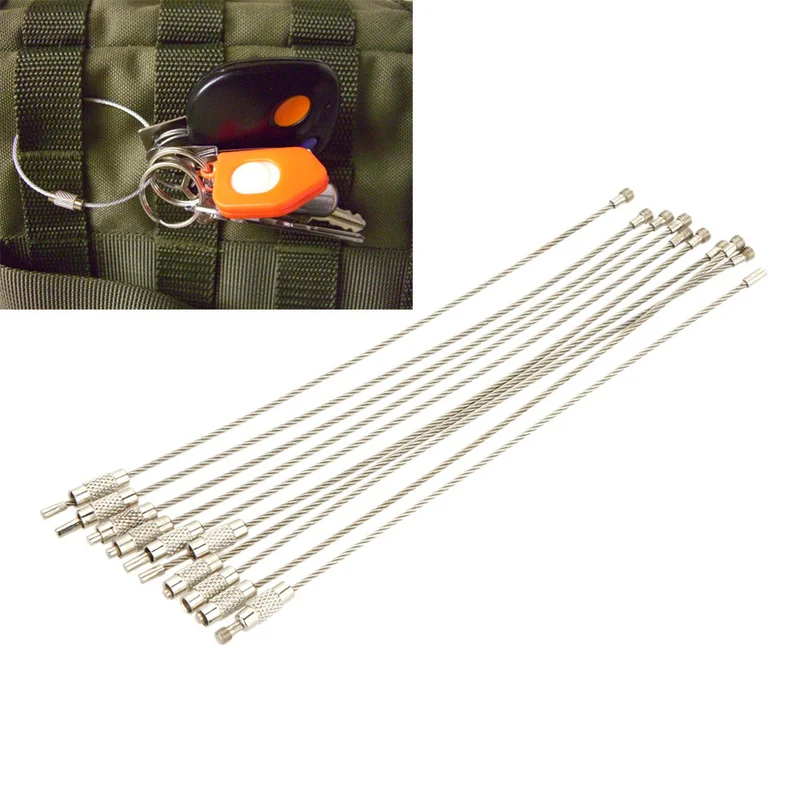 Фото 10 piece long wire rope buckle luggage tag 17mm stainless steel keychain EDC tool hand tools Инструменты 10 piece long wire rope buckle luggage tag 17mm stainless steel keychain EDC tool hand tools Инструменты