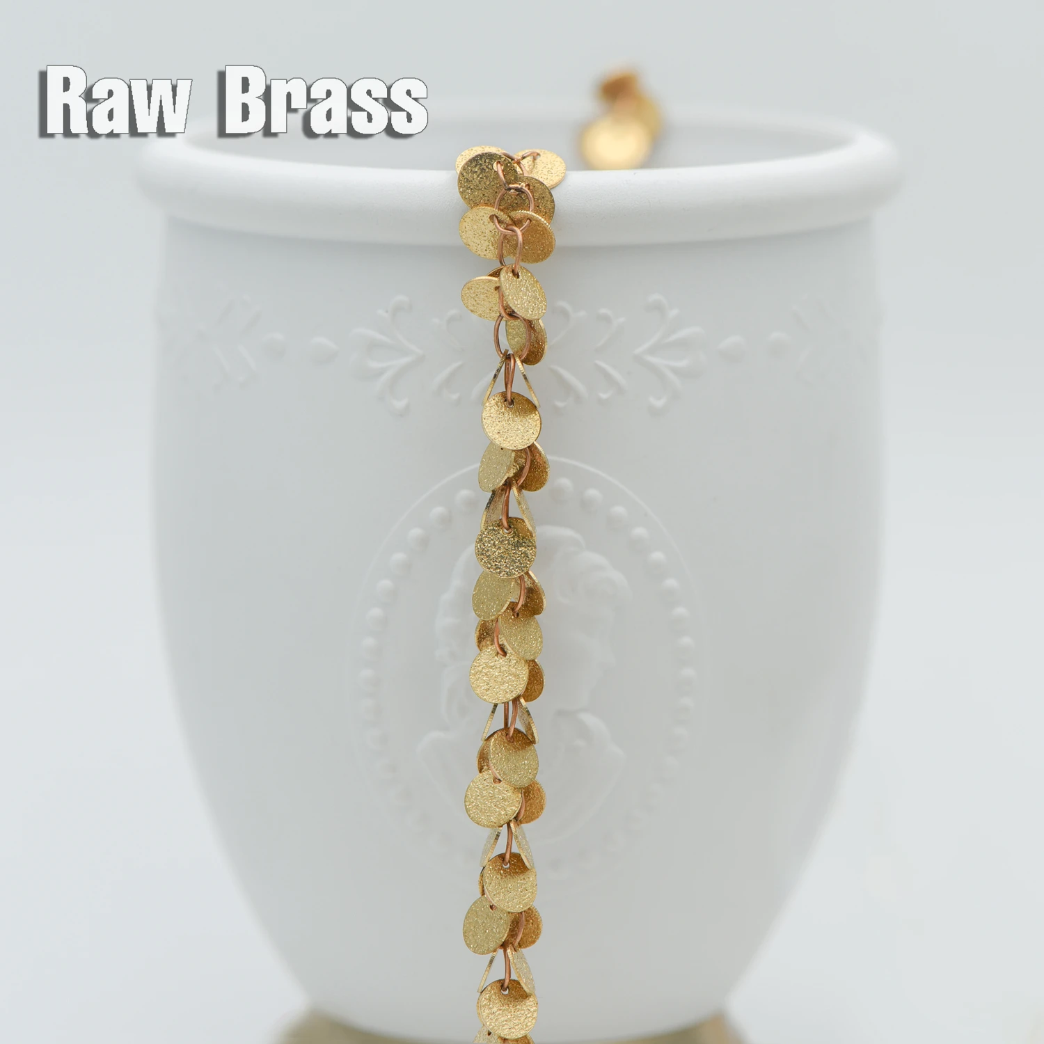 Необработанная латунная дисковая цепь необработанная с круглыми дисками 6 мм (#