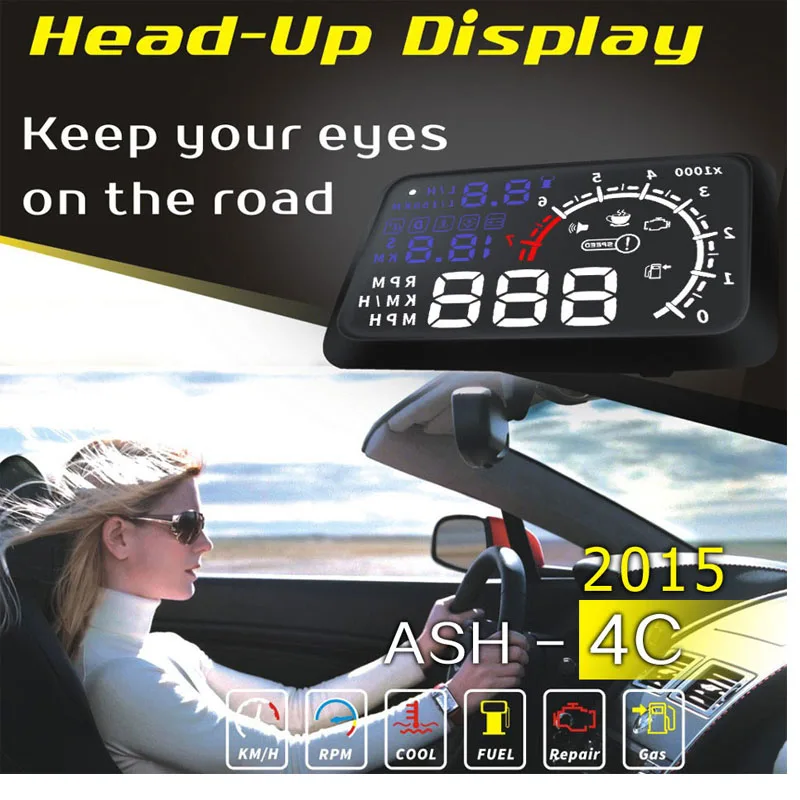 2018 ASH 4C 2015 автомобильный HUD Дисплей пленка 5 &quotHUD лобовое стекло проектор OBD2