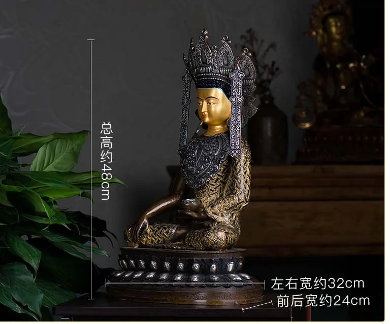 48 см Большая Огромная-хорошая фигура Будды-Тибет Лхаса Jokhang храм Юэ Будды статуя