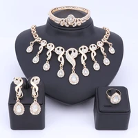 bridal gift nigerian woman wedding african beads jewelry set brand dubai gold color tassel gem crystal jewelry sets