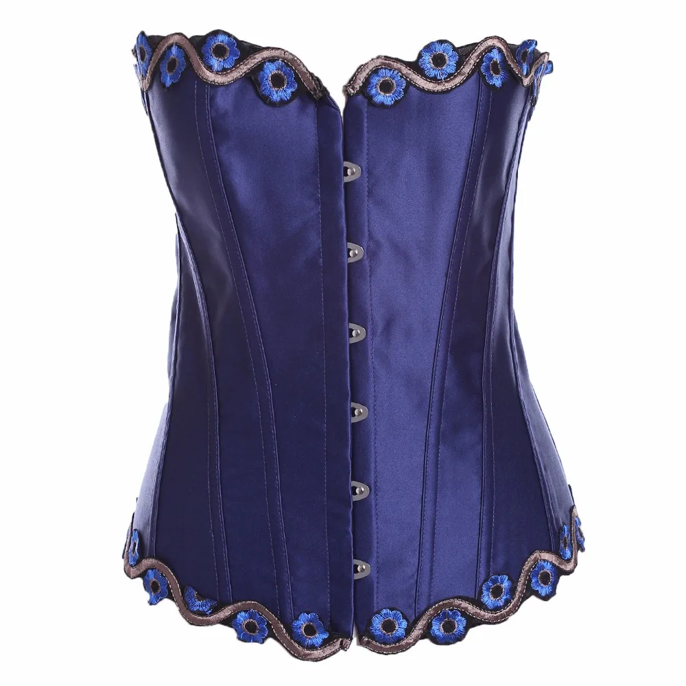 Цветочный Небесный Женский корсет на шнуровке с цветочным украшением парчовый