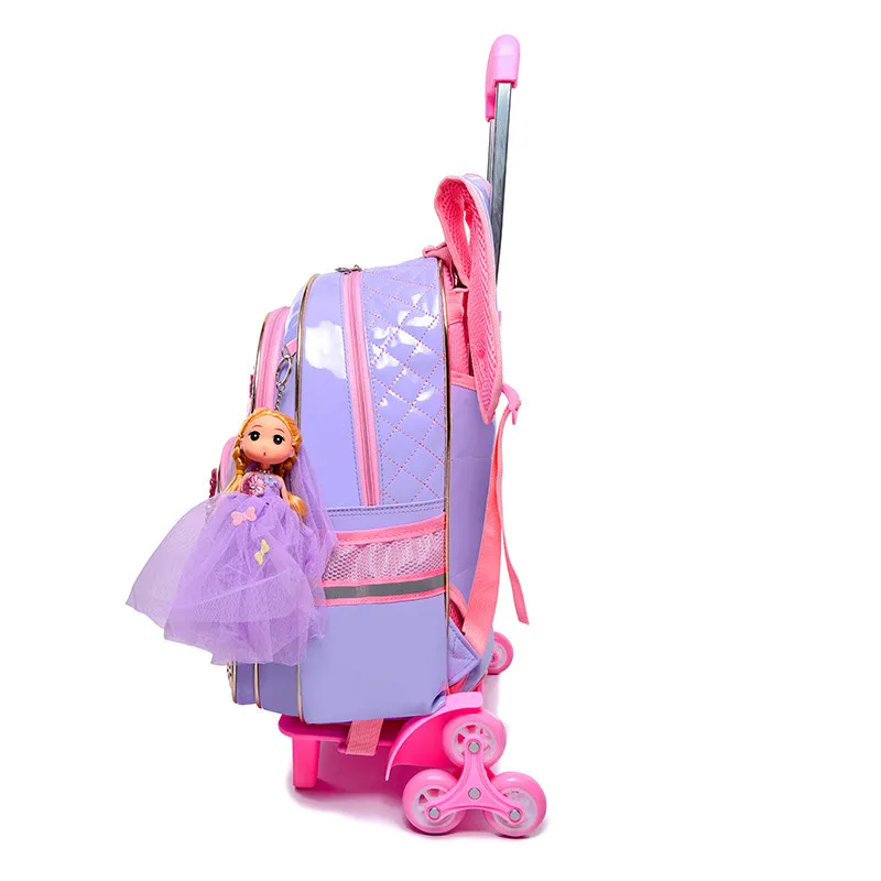 Cartoon PU waterproof Children School Bags Mochilas Kids Backpacks With 2/6 Wheels Trolley Luggage For Girls backpack wholesale Багаж и