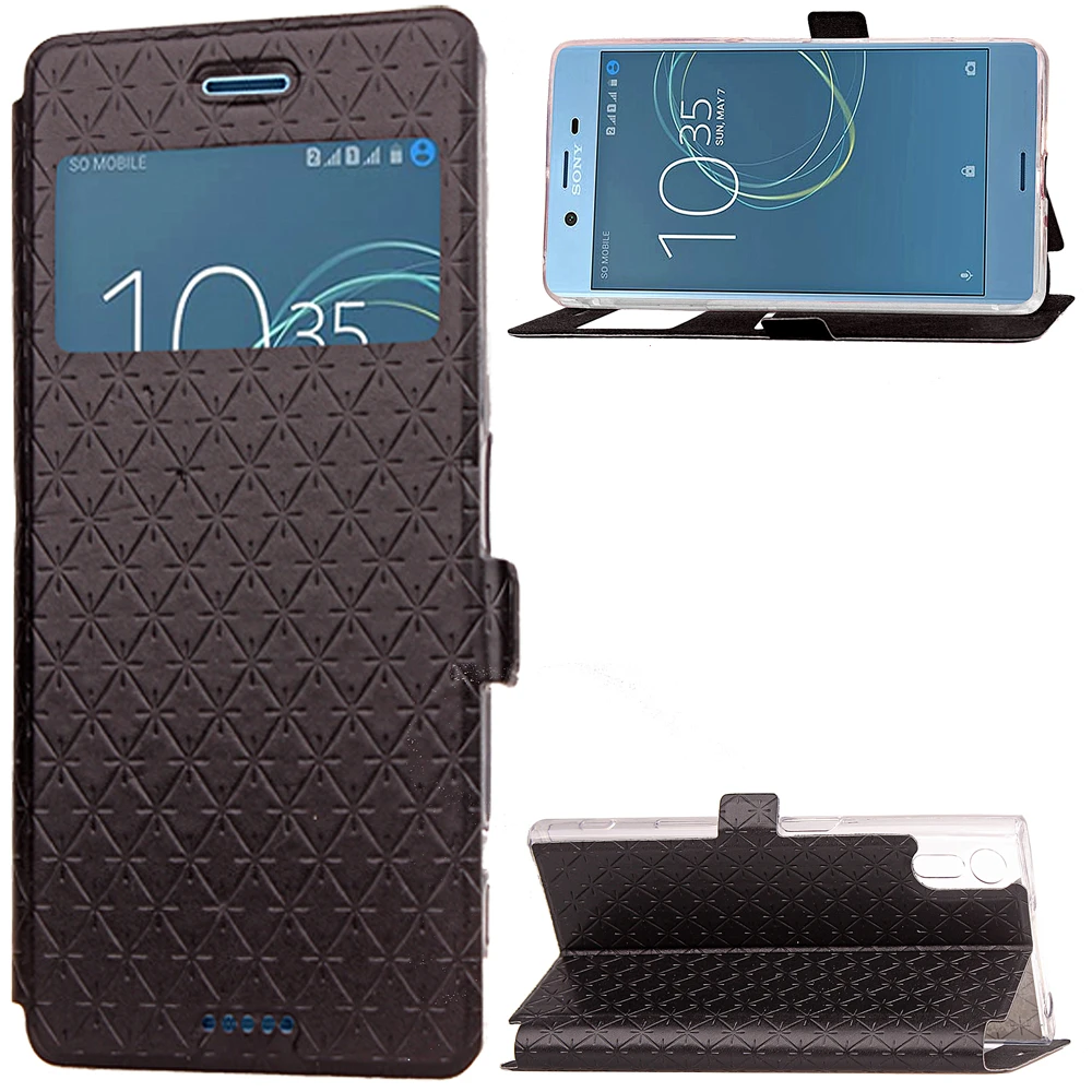 Fashion Window View Leather Case Flip Stand Card Slot Cover for Sony XZ XR X Compact XA | Мобильные телефоны и аксессуары