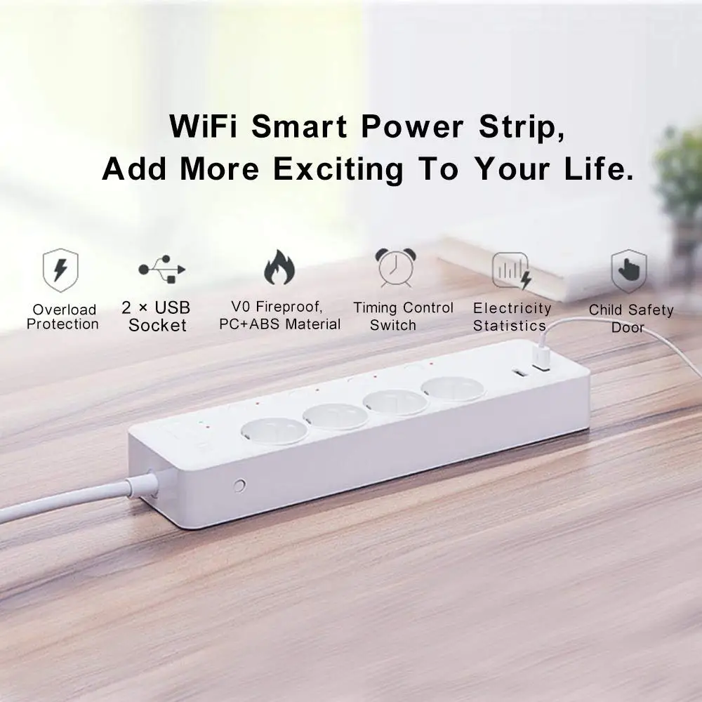WiFi умная силовая полоса EU Мульти Розетка с USB пультом дистанционного управления Homekit работает с Google Home, Amazon Alexa USB розетки