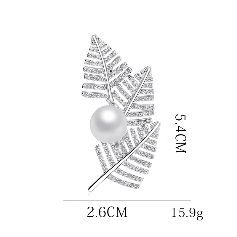 Красивая личность тренд Медная брошь Три Листья жемчуг Медь из циркона платье