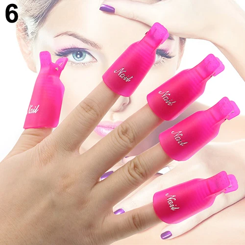 10Pcs Rose Red 10 шт., хорошее качество, пластик, акрил, дизайн ногтей, замочить от зажима, колпачок, средство для снятия УФ гель-лака, обертывание, инструмент, жидкость для снятия лака, горячая распродажа - Цвет: 10Pcs Rose Red
