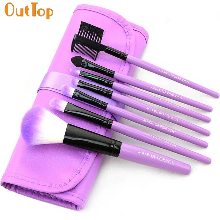 OutTop ColorWomen 7 шт./компл. кисти для макияжа модная фиолетовая деревянная Кисть