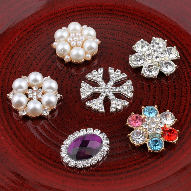 

30PCS Vintage Oval/round/flower Rhinestone Buttons Bling Crystal Flatback Flower Centre Pearl Buttons for Wedding Embellishment