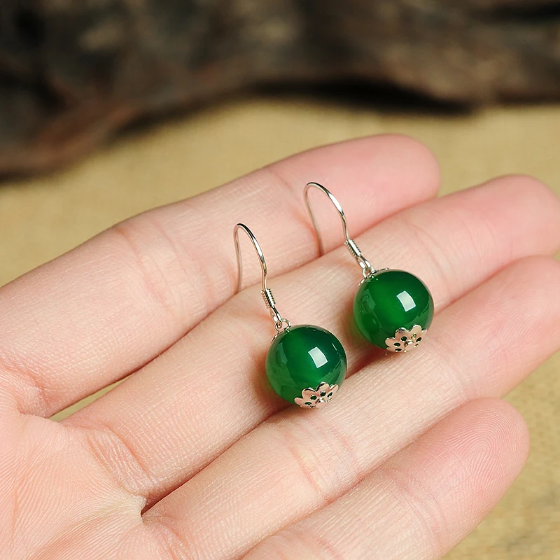 925 серебряные инкрустированные натуральные Аутентичные целлюлозы бусины Серьги