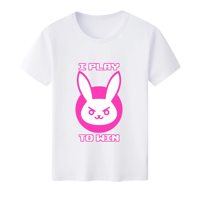 Повседневная Новая футболка для женщин Kawaii для девочек OW dva Rabbit D. VA логотип о-образный вырез с принтом футболки короткий рукав футболки