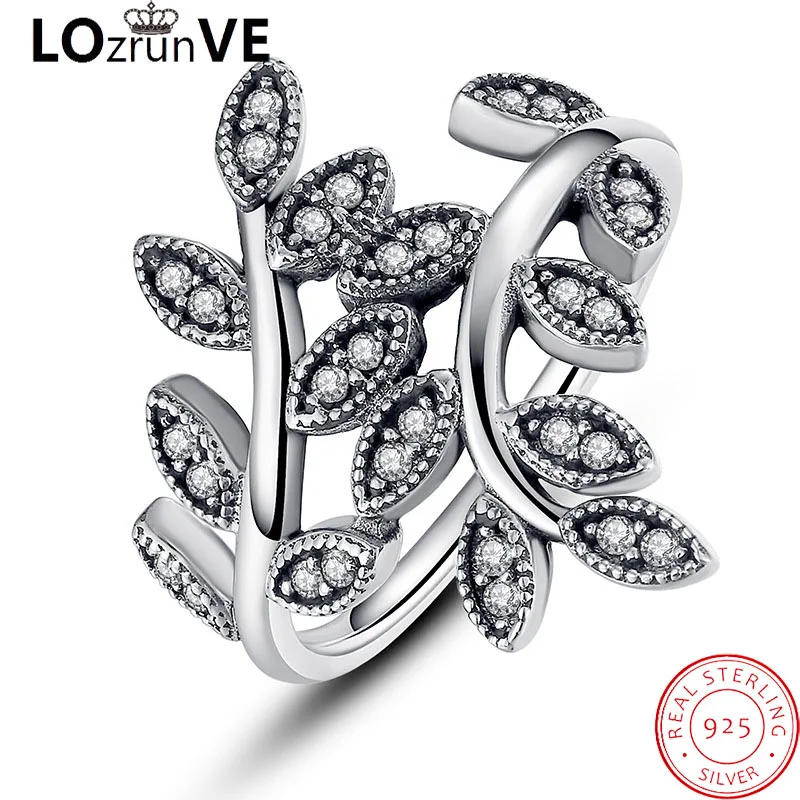 LOZRUNVE original 2018 brand 925 sterling silver sieraden korean high quality zirconia leaf finger ring women wholesale | Украшения и